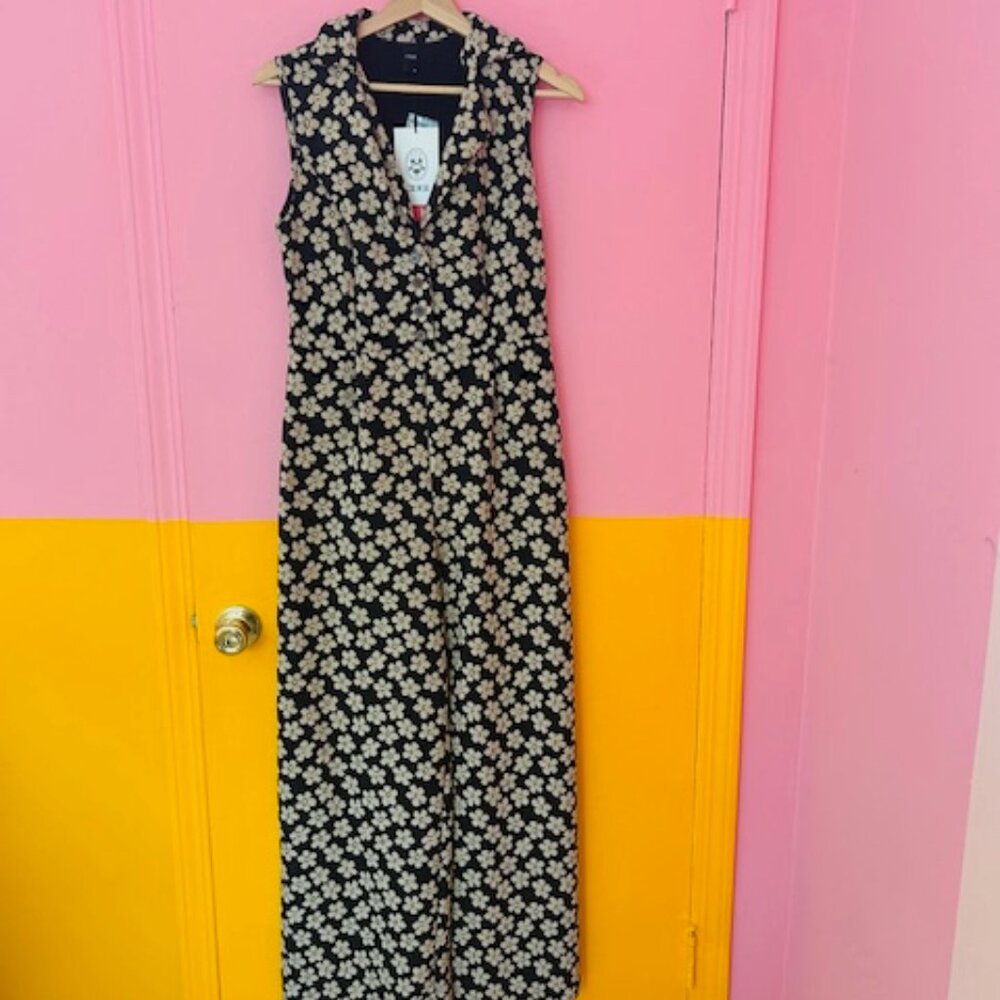 CIDER Collar Floral Wide Leg Jumpsuit - M